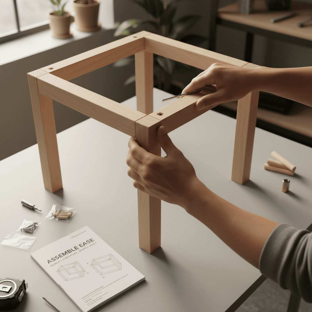 Furniture assembly in progress